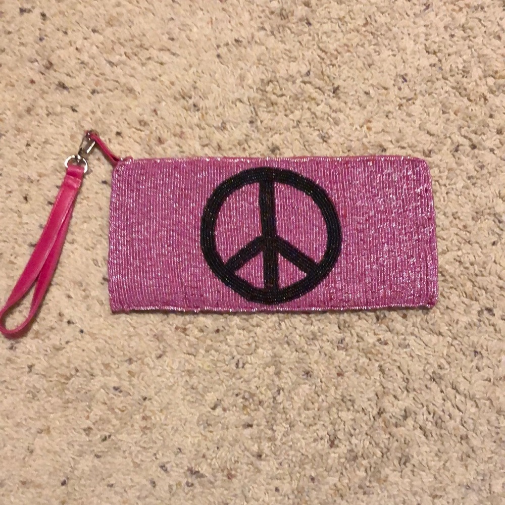 Adorable sequin peace wristlet